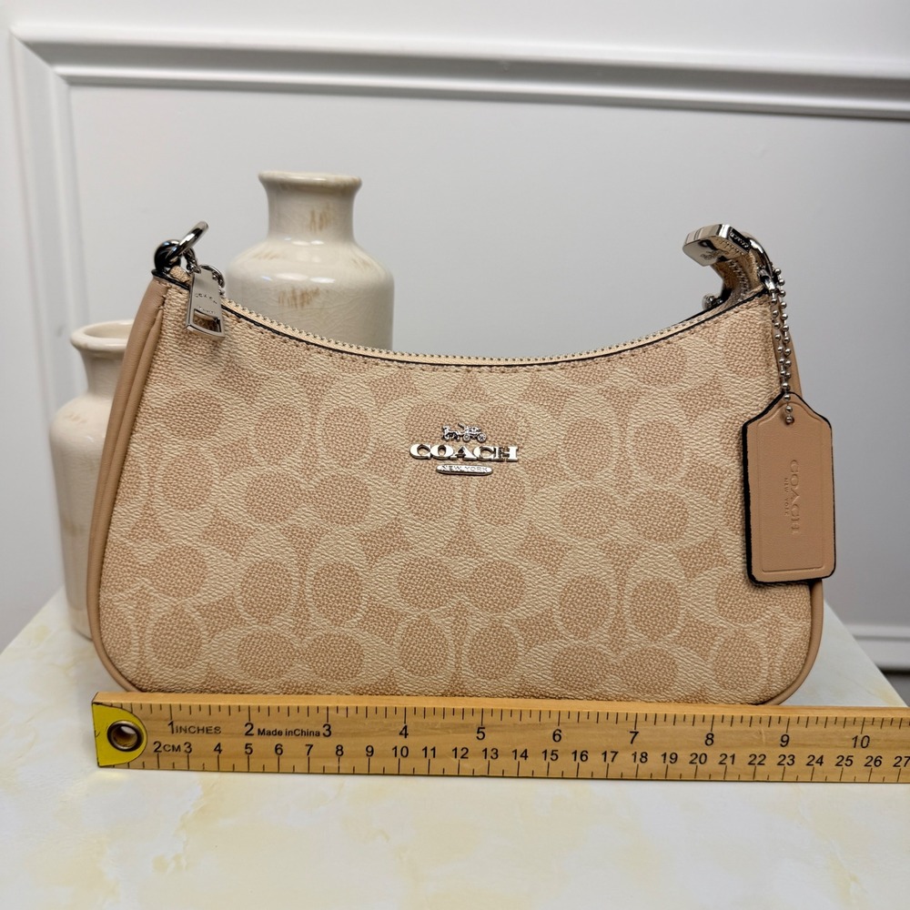 Coach Teri Shoulder Bag in Signature Canvas Beige Tan - Picture 7 of 16